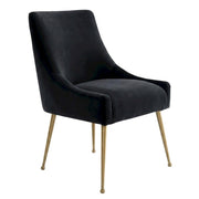 Velvet-Upholstered Side Chair with Gold Legs by Starlight Canyon Home – Velvet, Black
