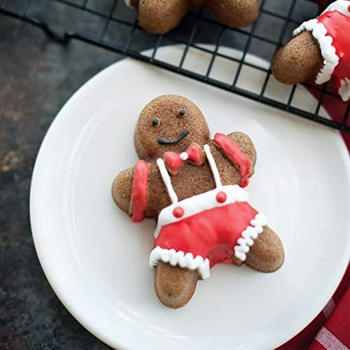Gingerbread Kids Cakelet Pan by Nordic Ware – 6-Cavities, 12.25 inches, Aluminum, Silver, Model 86948