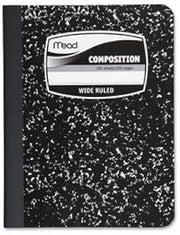Mead Black Marble Composition Book - Wide Rule - 9-3/4 x 7-1/2-100 Sheets