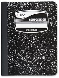 Mead Black Marble Composition Book - Wide Rule - 9-3/4 x 7-1/2-100 Sheets