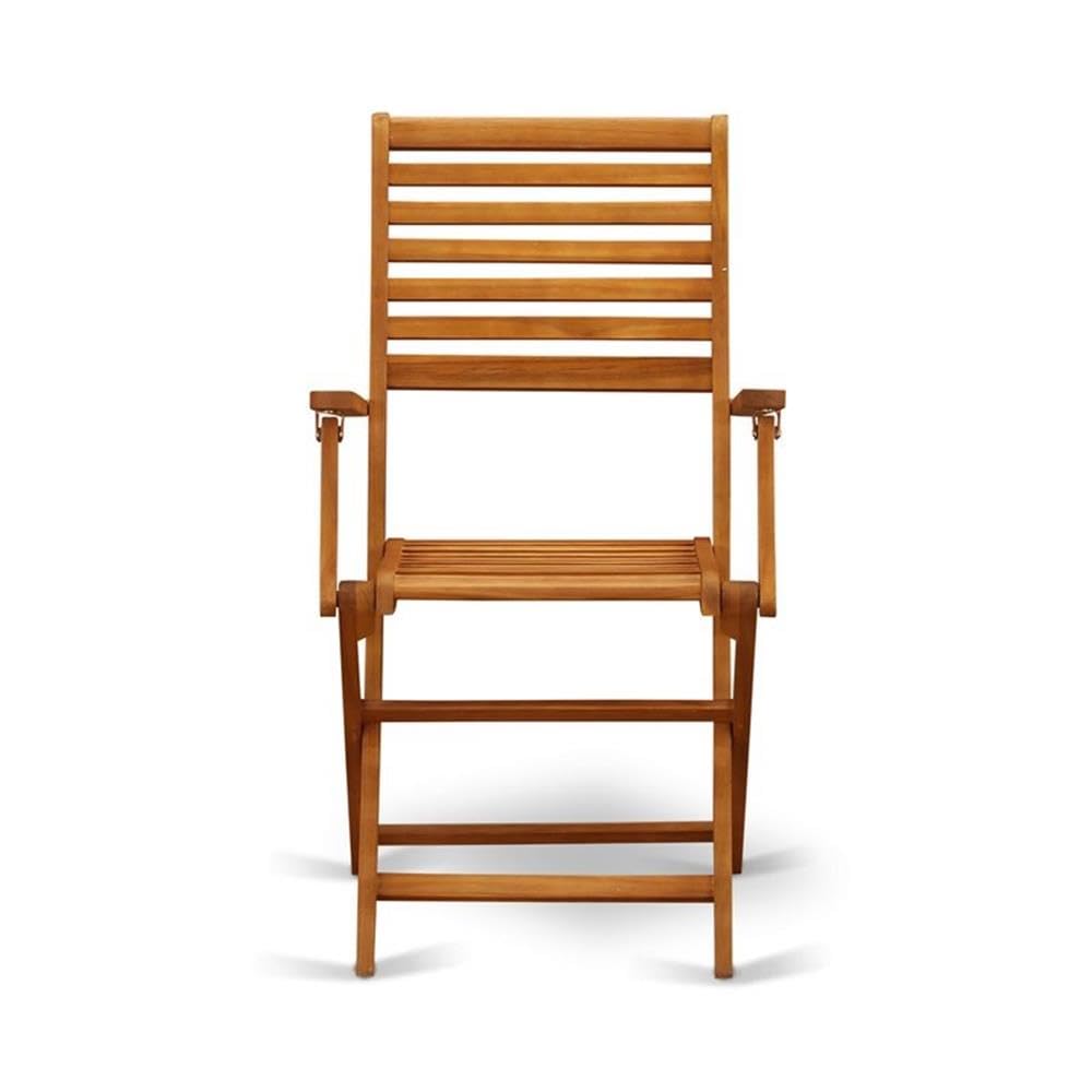 Beasley Folding Patio Dining Chairs With Arm Rest - Acacia Wood by East West Furniture – Set of 2, Wood, Natural Oil, Pack of 2, Model BBSCANA