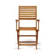 East West Furniture Natural Oil / Folding Chair / Set of 2 Patio Dining Chairs