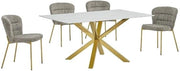 Rectangular White Faux Marble Glass Dining Set