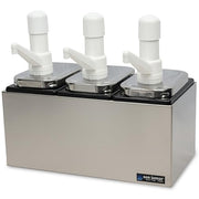 San Jamar 3 Pumps / 14 inches x 7.875 inches x 12.5 inches / Stainless Pump Dispensers