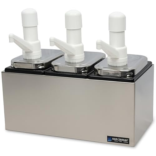 San Jamar 3 Pumps / 14 inches x 7.875 inches x 12.5 inches / Stainless Pump Dispensers