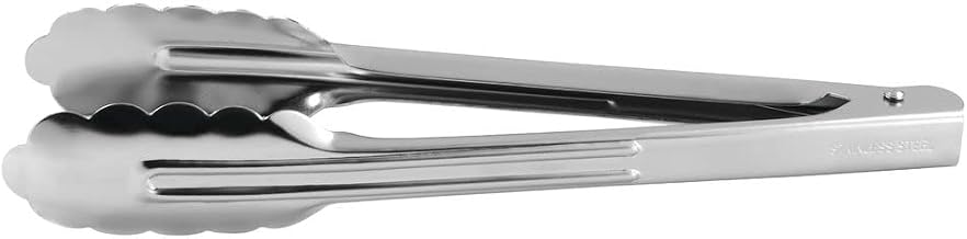 HUBERT Stainless Steel Scalloped Hinged Tong - 9 1/2"L