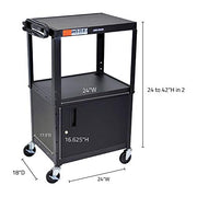 Luxor Black / 24"W x 18"D x 24 to 42"H / Industrial AV Carts & Stands