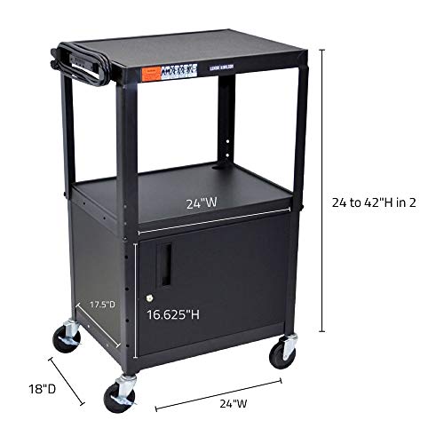 Luxor Black / 24"W x 18"D x 24 to 42"H / Industrial AV Carts & Stands