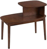 Furnifact Brown Chairside End Table, 2 Tier Shelves, Mid-Century Style Solid Wood Legs, Durable Veneer Finish, Modern Living Room Accent