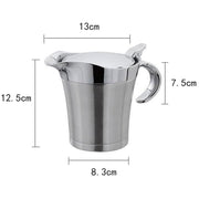 Thsinde Insulated Gravy Boat with Lid, 450ml Double Wall, Silver
