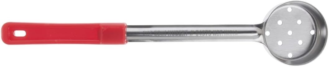 HUBERT 2 oz Perforated Portion Control Server Stainless Steel with Red Plastic Handle - 13"L