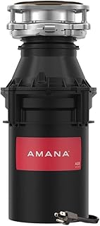 AMANA A33 W/C, 1/3 HP Motor Continuous Feed Garbage Disposal w/Power Cord | LIFT AND LATCH Technology, Automatic Reset, 1-Year Limited Warranty