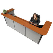 124" W x 44" D x 44" H U-Shaped Reception Station by Global Industrial – Engineered Wood, Grey, Model 249010CG