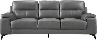 Starlight Canyon Home Leather-Upholstered Sofa with Track Arms, Leather Couch for Living Room and Genuine Leather Sofas, Dark Gray