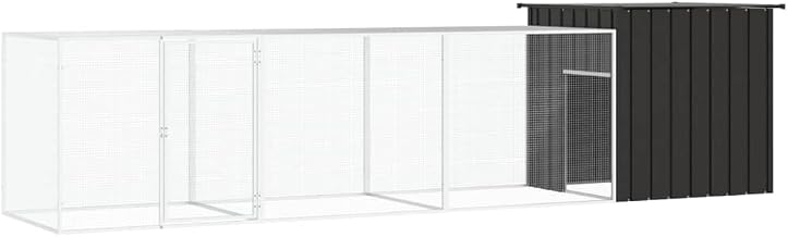 vidaXL Chicken Cage - Galvanized Steel - Spacious Design with Extension Cage - Anthracite Color - Easy Access Door - Sturdy Construction