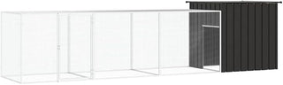vidaXL Chicken Cage - Galvanized Steel - Spacious Design with Extension Cage - Anthracite Color - Easy Access Door - Sturdy Construction