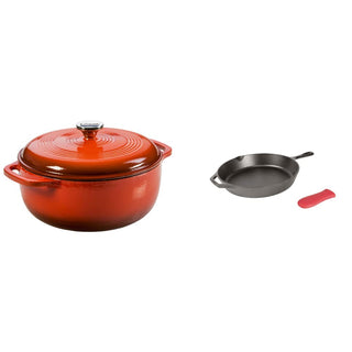 Enameled Cast Iron Dutch Oven by Lodge – 6 quarts, Cast Iron, Red, Pack of 2