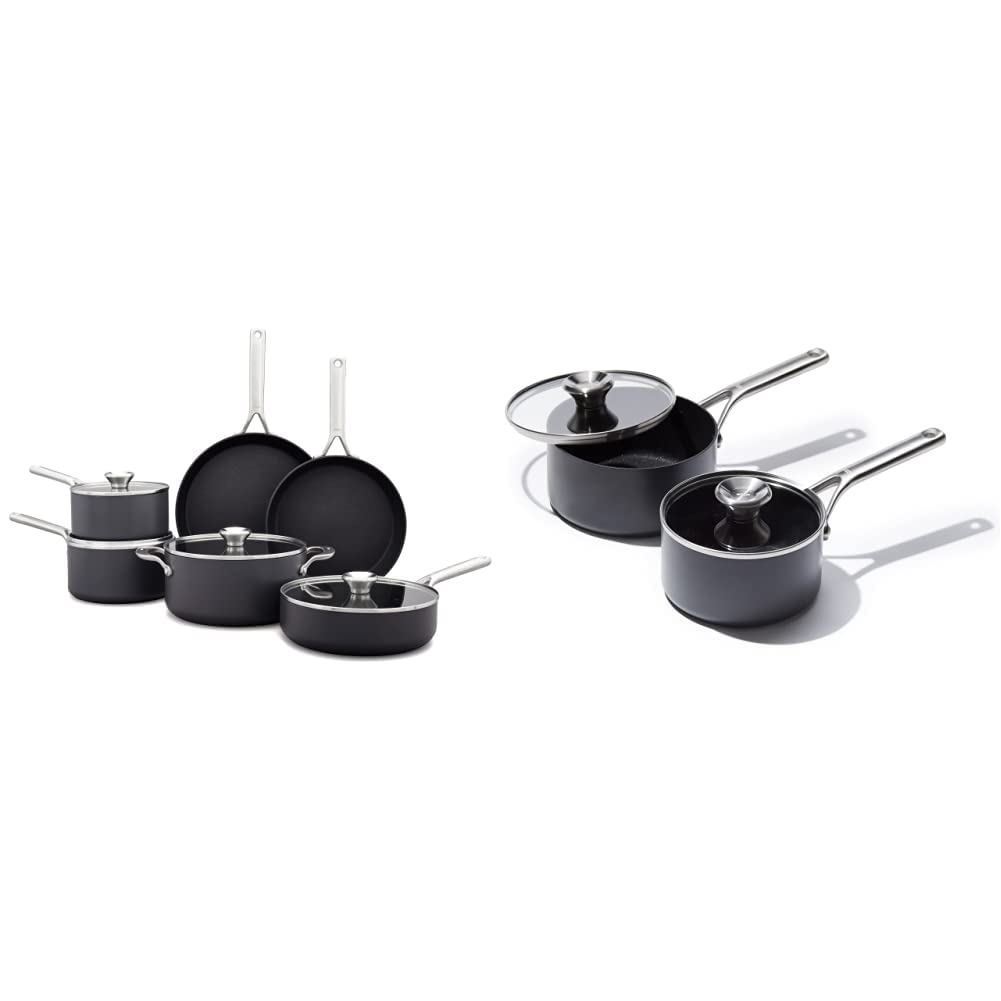 Hard Anodized PFAS-Free by OXO – 10-Piece Cookware Pots and Pans Set, Aluminum, Black