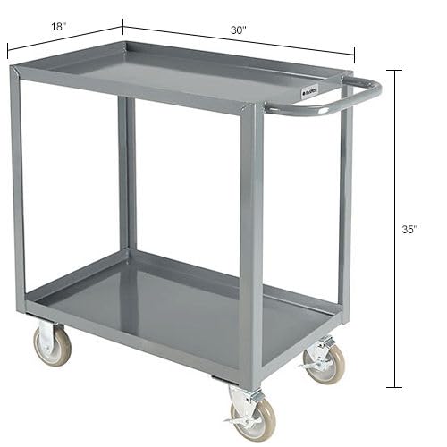 Steel Utility Cart w/2 Tray Shelves by Global Industrial – Alloy Steel, Gray, Model GWC-2T-1830