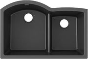 Elkay Quartz Classic ELGHU3322RBK0 Black Offset 60/40 Double Bowl Undermount Sink with Aqua Divide