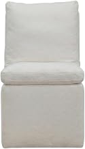 Starlight Canyon Home Solid Wood Upholstered Dining Chair with Castors, Eclectic Accent Upholstered Kitchen Chairs for Dining Room, White