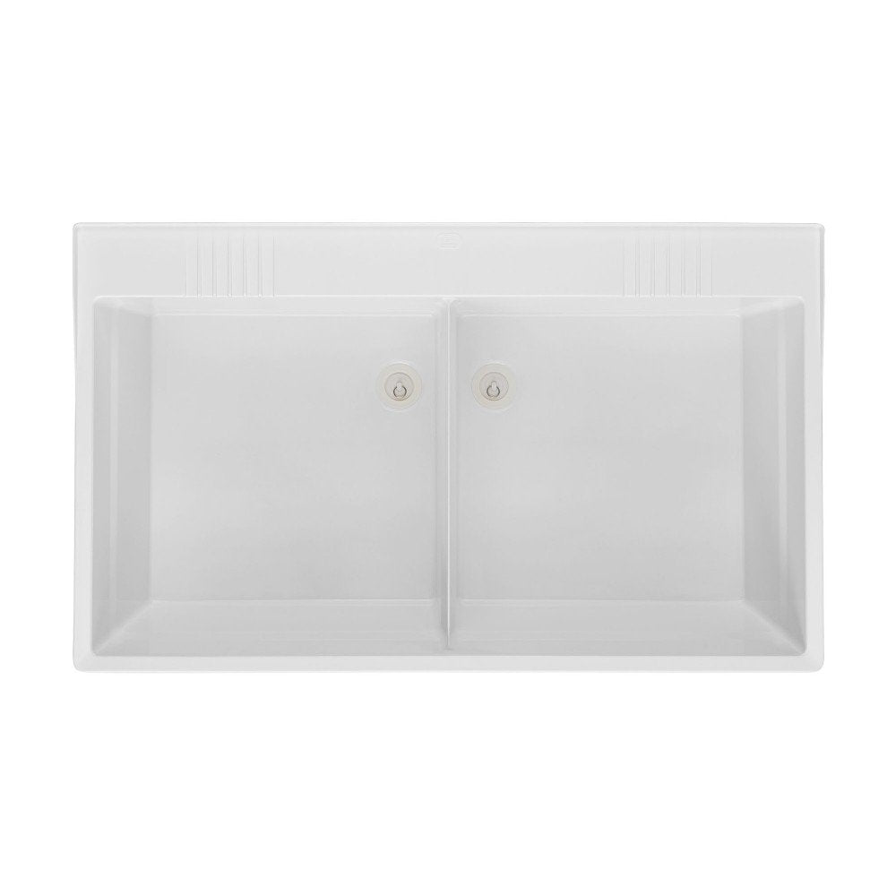 FLTD11 Molded-Stone Double-Bowl Laundry Tub by Fiat – Plastic, Almond, Model FLTD II