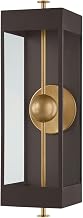 Troy Lighting Garvey Outdoor Wall Sconce | Textured Bronze and Patina Brass Finish | Modern Box Lantern with Integrated LED | Wet Rated Exterior Accent Light | 8" W x 27" H | B4927-TBZ/PBR