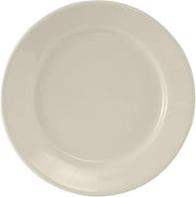 Tuxton China TRE-007 Plate, 7-1/8" Diameter, Round, Wide Rim, Rolled Edge, Microwave and Dishwasher Safe, Oven Proof, Fully Vitrified, Ceramic, Reno, American White/Eggshell, Pack of 36