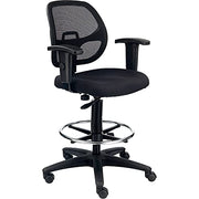 Mesh Back/Fabric Seat Drafting Stool by Global Industrial – 25.19 inches x 25.19 inches x 13 inches, Alloy Steel, Black, Model A2813TMIX+22A4