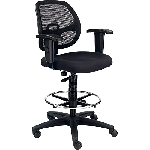Mesh Back/Fabric Seat Drafting Stool by Global Industrial – 25.19 inches x 25.19 inches x 13 inches, Alloy Steel, Black, Model A2813TMIX+22A4