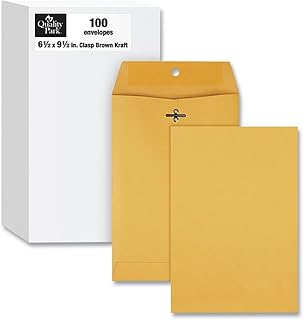 Quality Park Clasp Envelope, 6 1/2 x 9 1/2, 28lb, Brown Kraft, 100/Box