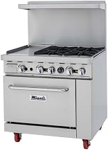 Migali C-RO4-12GL-LP 36" Liquid Propane 4 Burner Range with 12" Griddle - 140,000 BTU