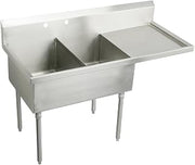 Elkay WNSF8230R2 Commercial 55-1/2" x 27-1/2" Two Basin Scullery Sink with Drainboard 2 Holes