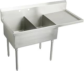Elkay WNSF8230R2 Commercial 55-1/2" x 27-1/2" Two Basin Scullery Sink with Drainboard 2 Holes