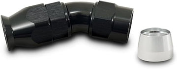 Vibrant Power 28306 Fitting, Hose End, Full Flow, PTFE, 30 Degree, Reusable, 6AN Hose, 6AN Female Thread, Aluminum, Black Anodized, use with Vibrant 18000 series PTFE Lined Flex Hose, each