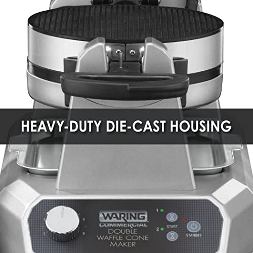 Waring Double Waffle Cone Maker / 18.62 x 12.37 x 11.25 inches / Silver Commercial Waffle Makers