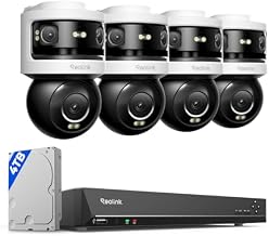 REOLINK Triple-Lens PoE Security Camera Outdoor, 10MP 180° Panoramic & 4K PT with Auto Tracking, 16CH Network Video Recorder for Home Security Camera System, OMVI 3i PoE x4 Bundle with RLN16-410