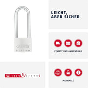 ABUS 1 / Gray / 40 mm Lock Body, High Shackle 63 mm Keyed Padlocks