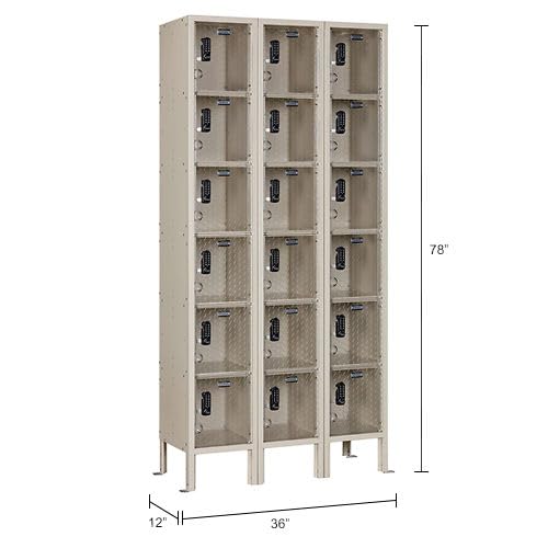 Global Industrial 6-Tier 18 Door Clear View Locker – Digital Lock, 36" Wx15 Dx78 H, Tan, Unassembled