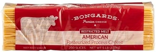 Bongards Yellow Restricted Melt Processed American Cheese Slices, 5 Pound, 4 per Case, Made with Real Cheese