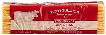 Bongards Yellow Restricted Melt Processed American Cheese Slices, 5 Pound, 4 per Case, Made with Real Cheese