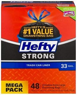 Hefty Strong Large Trash Bags 33 Gallon - Can Liner - 48 Count (4 Pack(48 Count))