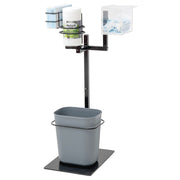 Black Triple Arm Modular PPE Sanitizer Stand with Trash Can - 15 1/5"L x 12 3/5"W x 29"H by HUBERT – 15.2 inches x 12.6 inches x 29 inches, 15.0 quarts, Model 19617/44752/247