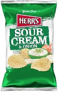 HERR'S Sour Cream and Onion Potato Chips, 1 oz (Pack of 7)