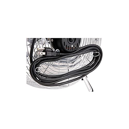 12" Diameter Industrial Floor Fan with Pivoting Head by Global Industrial – 15.5"L x 16"W x 17.5"H, Metal, Black/Gray/Silver, Model 258323