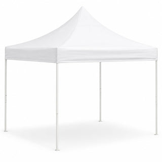 Glownary 10' x 10' Straight Leg Steel Pop Up Canopy Tent – White, Water-Resistant, UV Protection, 100 Sq Ft Coverage, Powder-Coated Frame with Carrying Bag