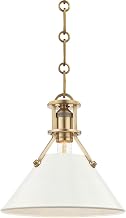 Hudson Valley Lighting MDS351-AGB/OW Painted No.2-1 Light Pendant, Aged Brass/Off White Finish, 9.25x9.50x9.50