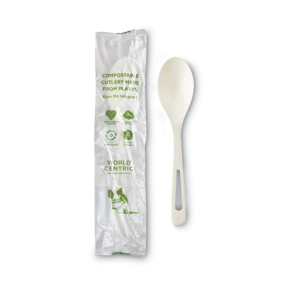 World Centric 6" Compostable Soup Spoons - Wrapped - Case of 750 - Made from TPLA Compostable Plastic - SO-PS-I – Product Details