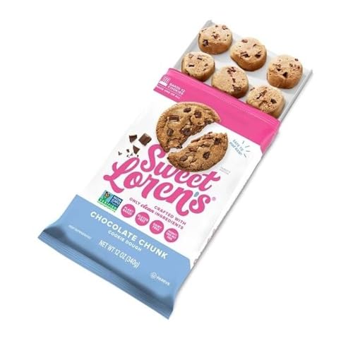 Sweet Lorens Chocolate Chunk Place & Bake Cookie Dough / 12 Ounce (Pack of 6) / 1 Cookies