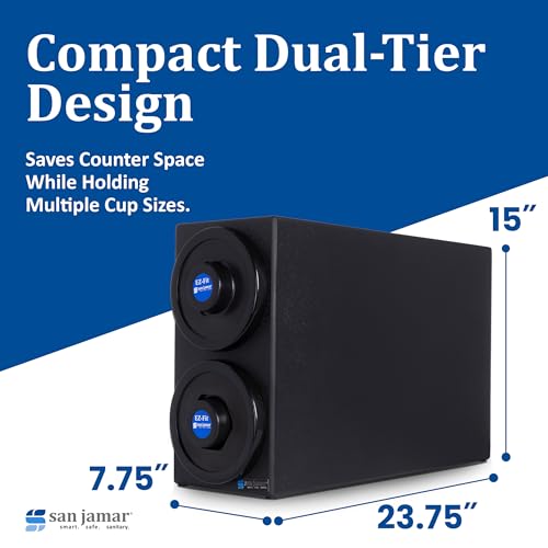 San Jamar 2 Tiers / Black / Black Trim Rings Cup Carriers